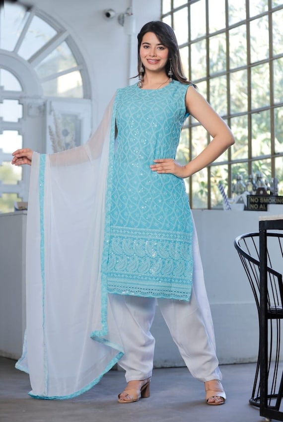 Stitched Cotton Chikan Salwar Suit at Rs 1395 in New Delhi | ID: 21544204712