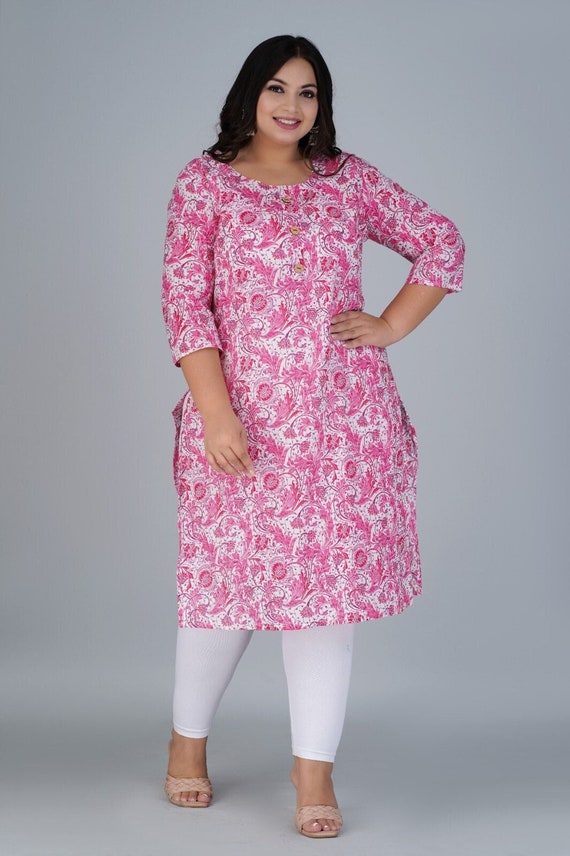 Cotton Plus Size Floral Print Kurti Summer Special, Dailywear Kurti Light  Weight Dress for Plus Size Women and Girls, Plus Size Women Dress 