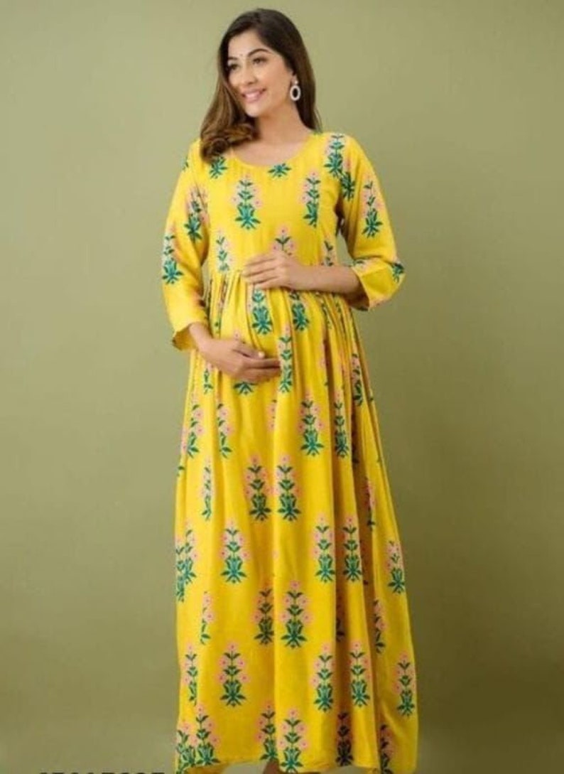 FLORAL MATERNITY NURSING Gown Zip for Baby Feeding Daily Wear Etsy