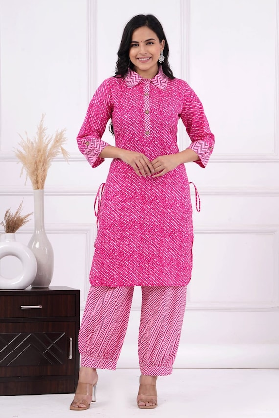Cotton Lehriya Print Kurti With Afghani Pant for Women and Girls, Pakistani Kurta  Set, Office Wear Kurta Set, Indian Wear Dress, Gift - Etsy