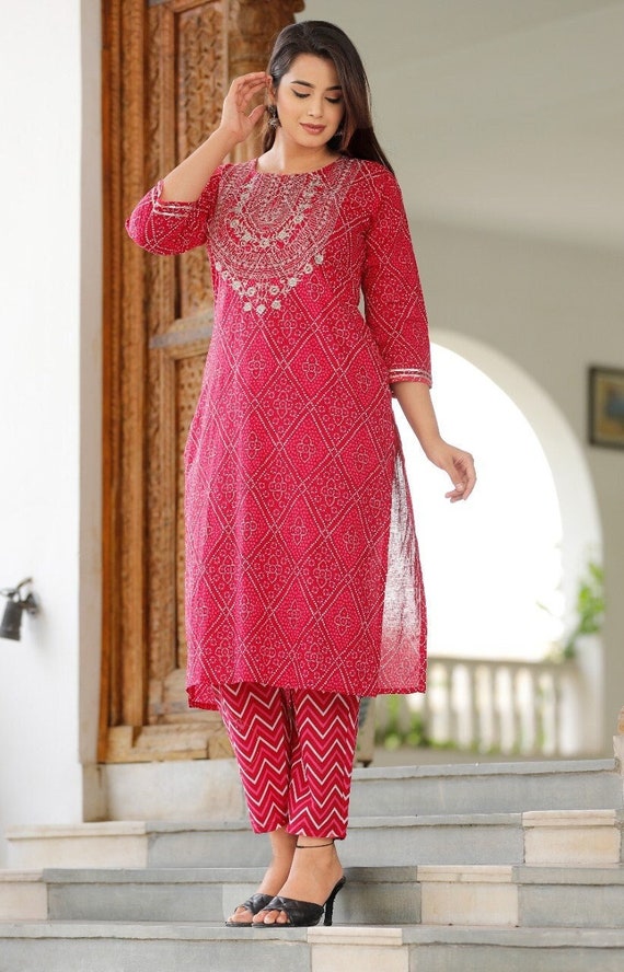 Long straight kurti with clearance pants
