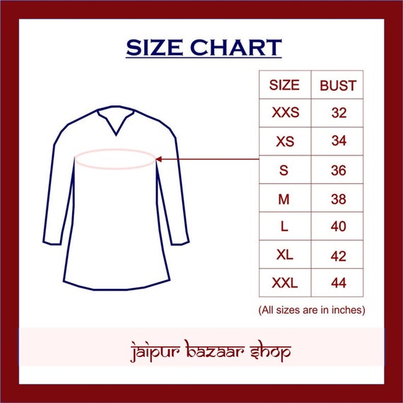 Size chart - Kurti – Urbanitii