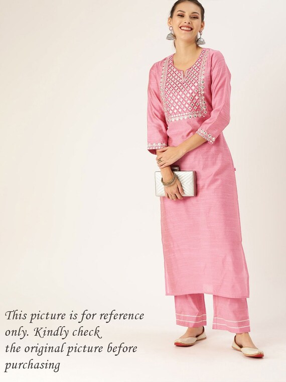 Purchase Pink Poly Silk Lace Casual Kurti Online : USA - Kurtis & Tunics