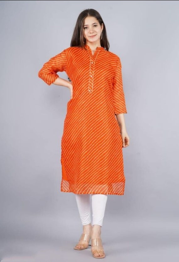 100% Pure Cotton Red And White Color Womens Kurti And Leggings Set