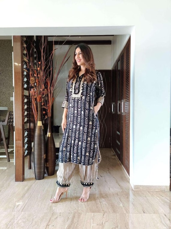 New Gota Jari Silk Sara Ali Khan Celebrity Wear Stylish Kurits - Zakarto