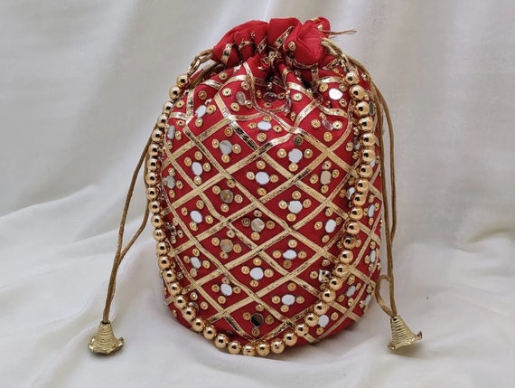 Designer Elegant Mirror Embroidery Potli Bag Indian Wedding Gift Handmade  Handbag Engagement Gift Bridesmaid Anniversary Gift - Etsy