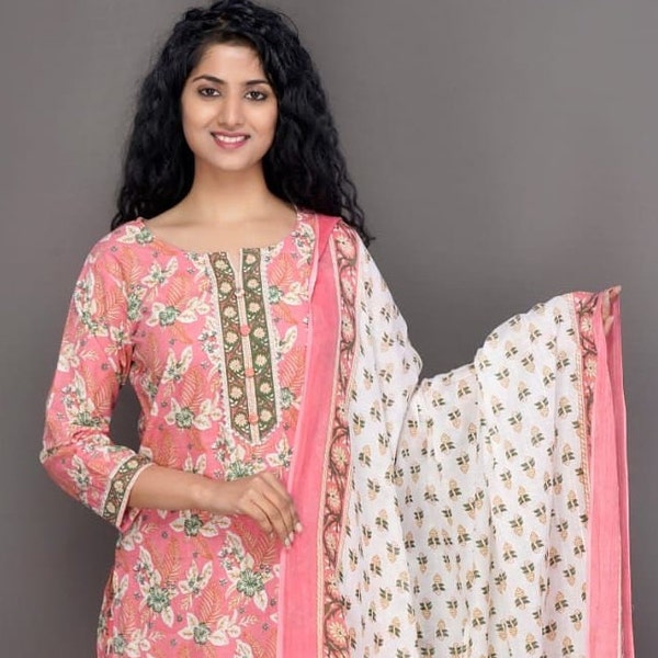 Pink - Cotton Jaipur Printed Dupatta 21