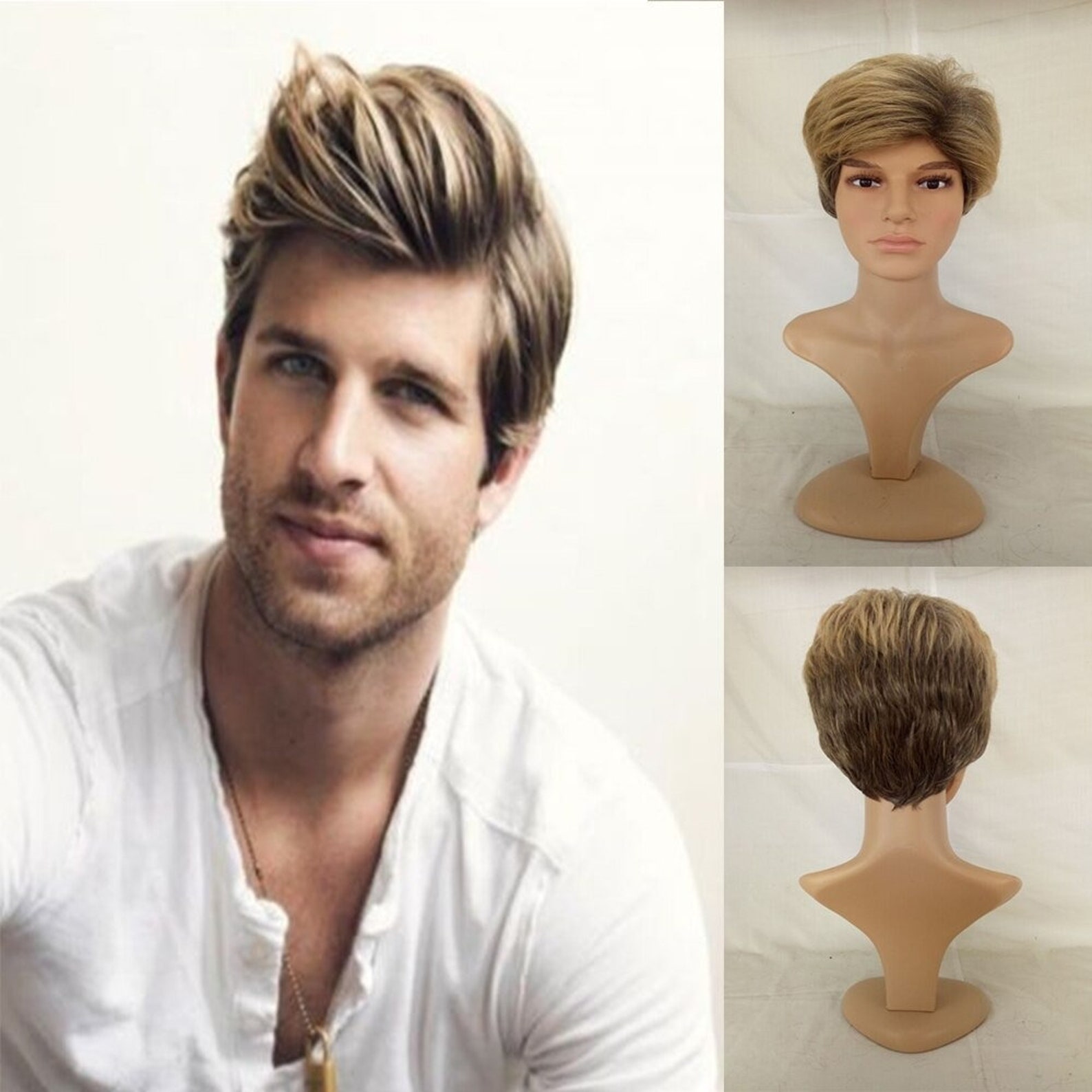 Mens Short Blond Wig Natural Looking Toupee Perfect for Daily Etsy