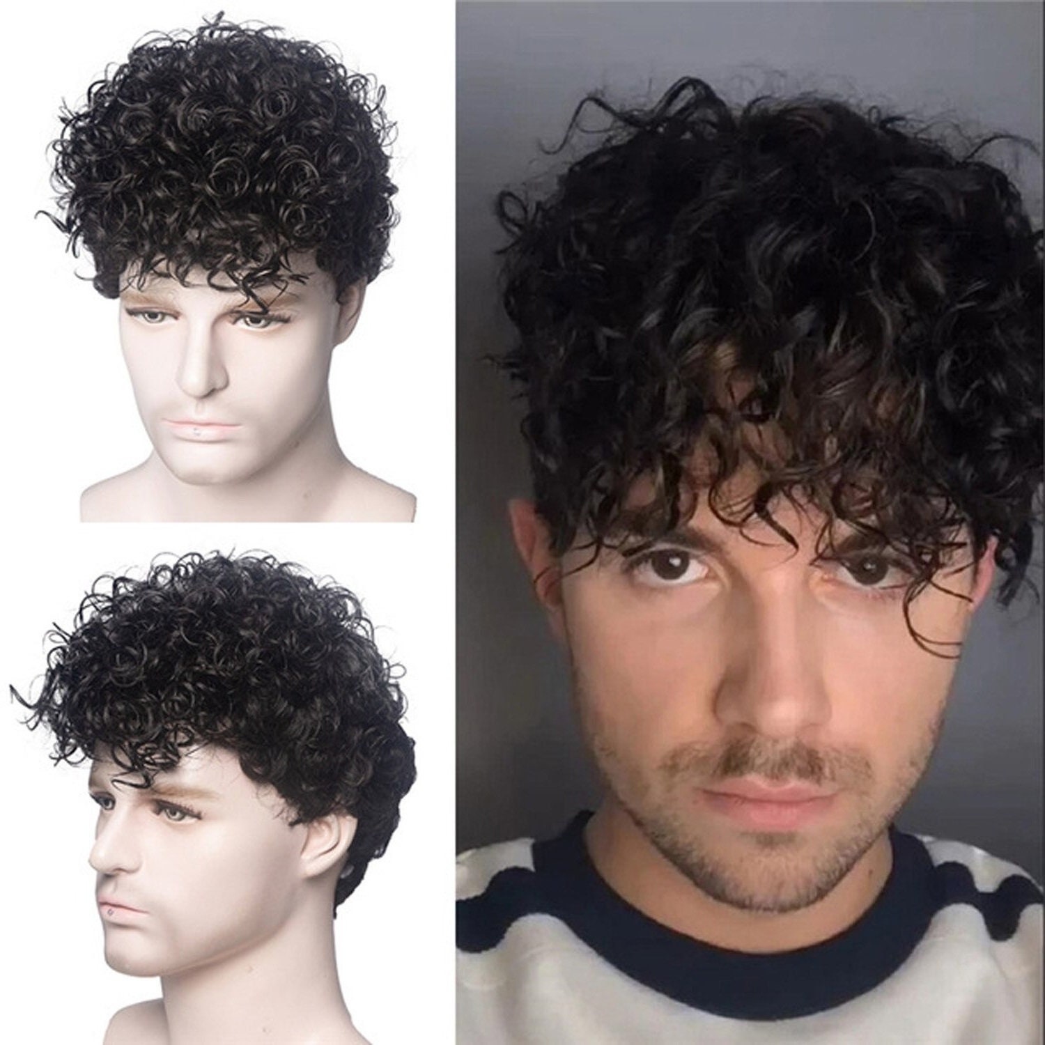 Mens short curly wig cheap