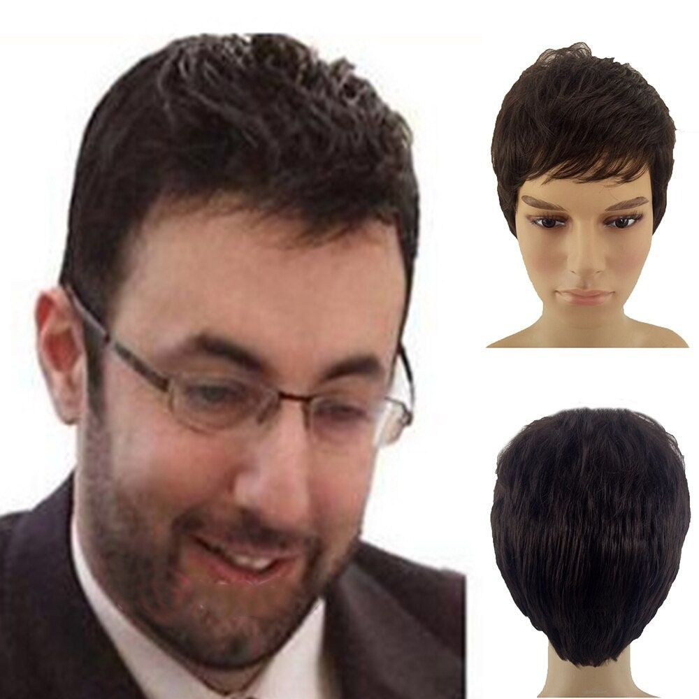 Mens Short Black Wig Natural Looking Toupee Perfect for Daily Etsy