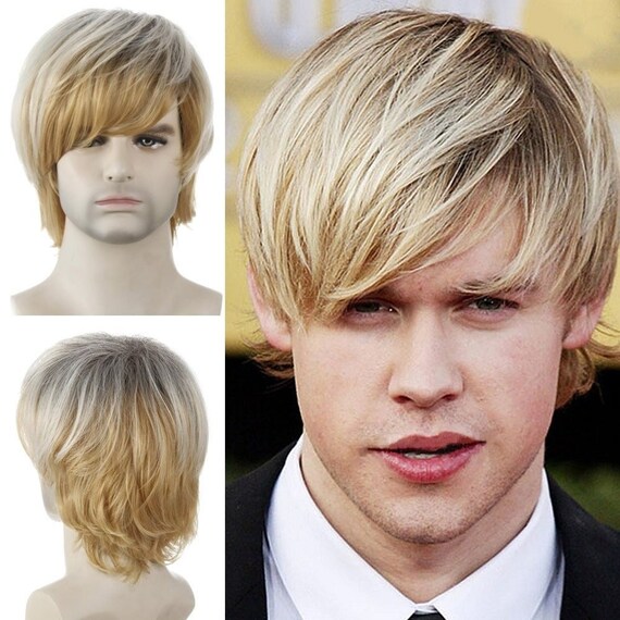 Mens Blonde Wig Natural Looking Medium Length Toupee Perfect Etsy
