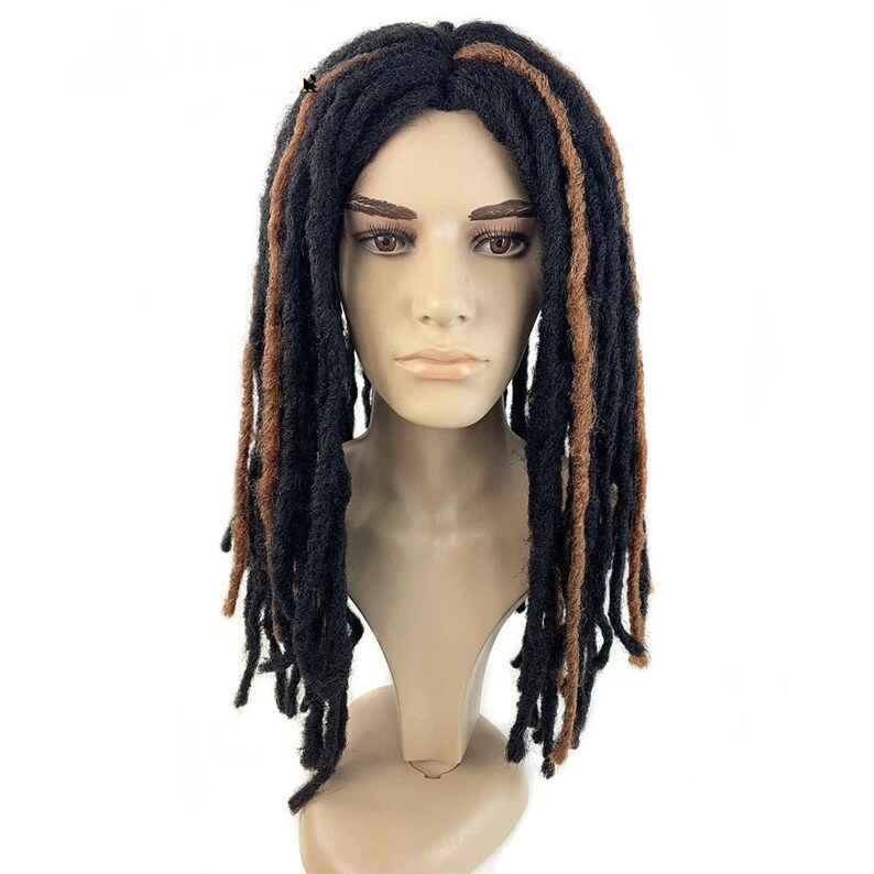 Mens Long Dreadlocks Wig Natural Looking Dreadlocks Toupee Full Wig for