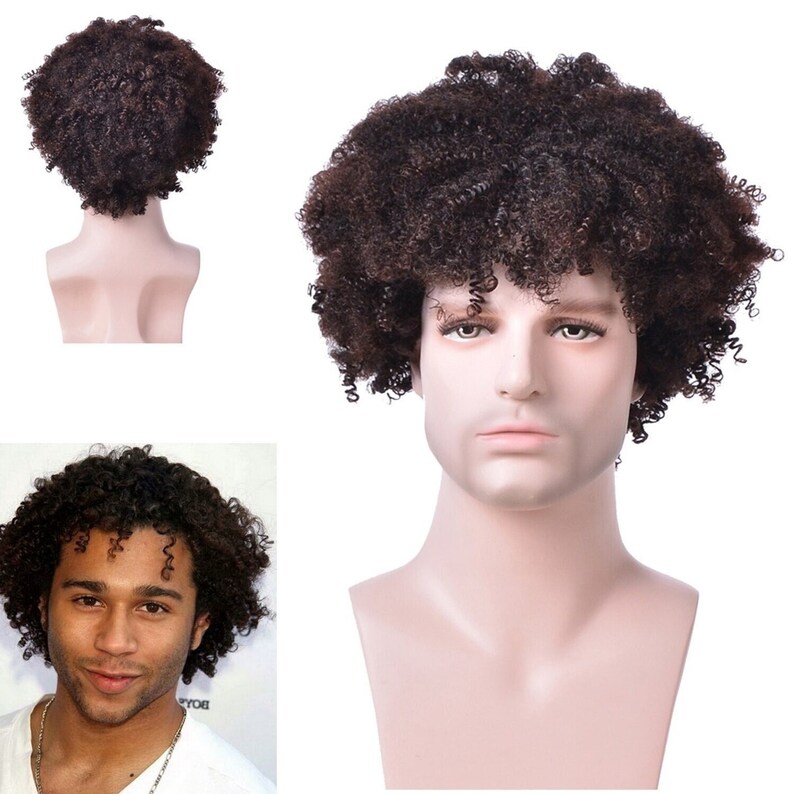 Mens Curly Wig Natural Looking Afro Toupee in 3 Colours Etsy