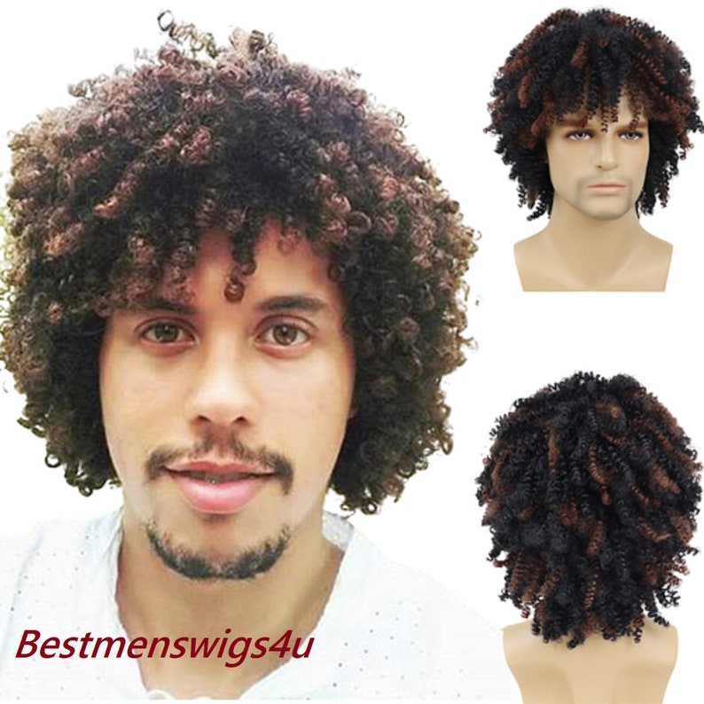 Mens Curly Wig Natural Looking Afro Toupee in 2 Colours Etsy