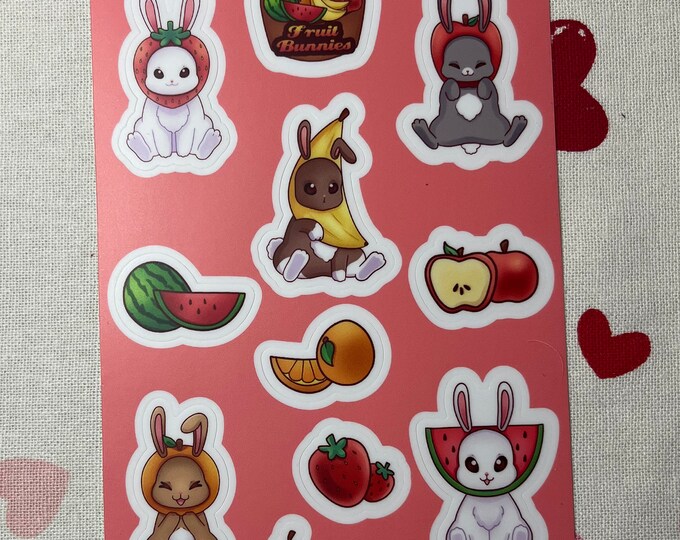 Fruit Bunnies Sticker Sheet