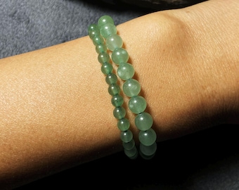 Green Aventurine Beaded Bracelet: Handmade Natural Stone Stretch Jewelry