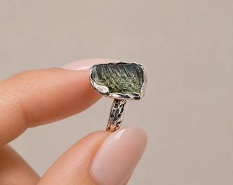 Handmade Raw Tourmaline Ring, Turkish Sterling Silver, Boho Artisan Statement Jewelry