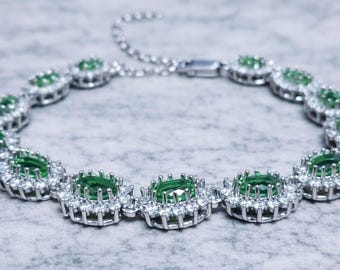 Sultanite Halo Bracelet | Color Changing Sterling Silver Gemstone Jewelry