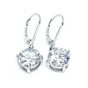 925 Sterling Silver Brilliant Cut Dangle Earrings, Lever Back Timeless Sparkle in a Minimalist Drop Design, Handmade Turkish Jewelry