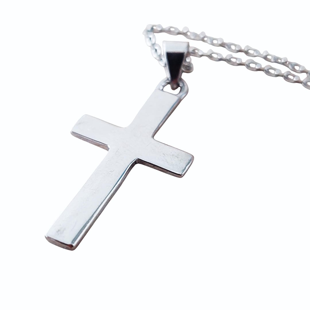 Minimalist 925 Sterling Silver Cross Necklace, Unisex Religious Pendant ...