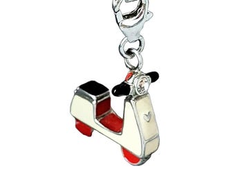 Sterling Silver Enamel Scooter Charm Set, Turkish Jewelry