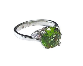 Sterling Silver Color Changing Sultanite Ring, CZ Accents, Turkish Jewelry