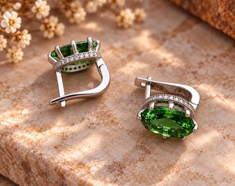 Handgefertigte, farbwechselnde Sultanit-Ohrringe, ovaler Edelsteinschmuck aus 925er Sterlingsilber