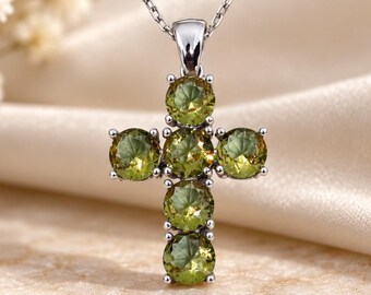 Sultanit Kreuz Halskette, Sterling Silber Farbwechsel Anhänger, türkischer Schmuck