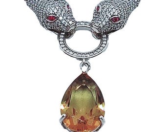 Handmade Sterling Silver Sultanite Necklace, Color-Changing Gem, Panther Design