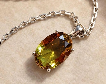 Sultanit-Halskette mit Farbwechsel, feiner Anhänger aus 925er Sterlingsilber, oval geschliffener Edelstein