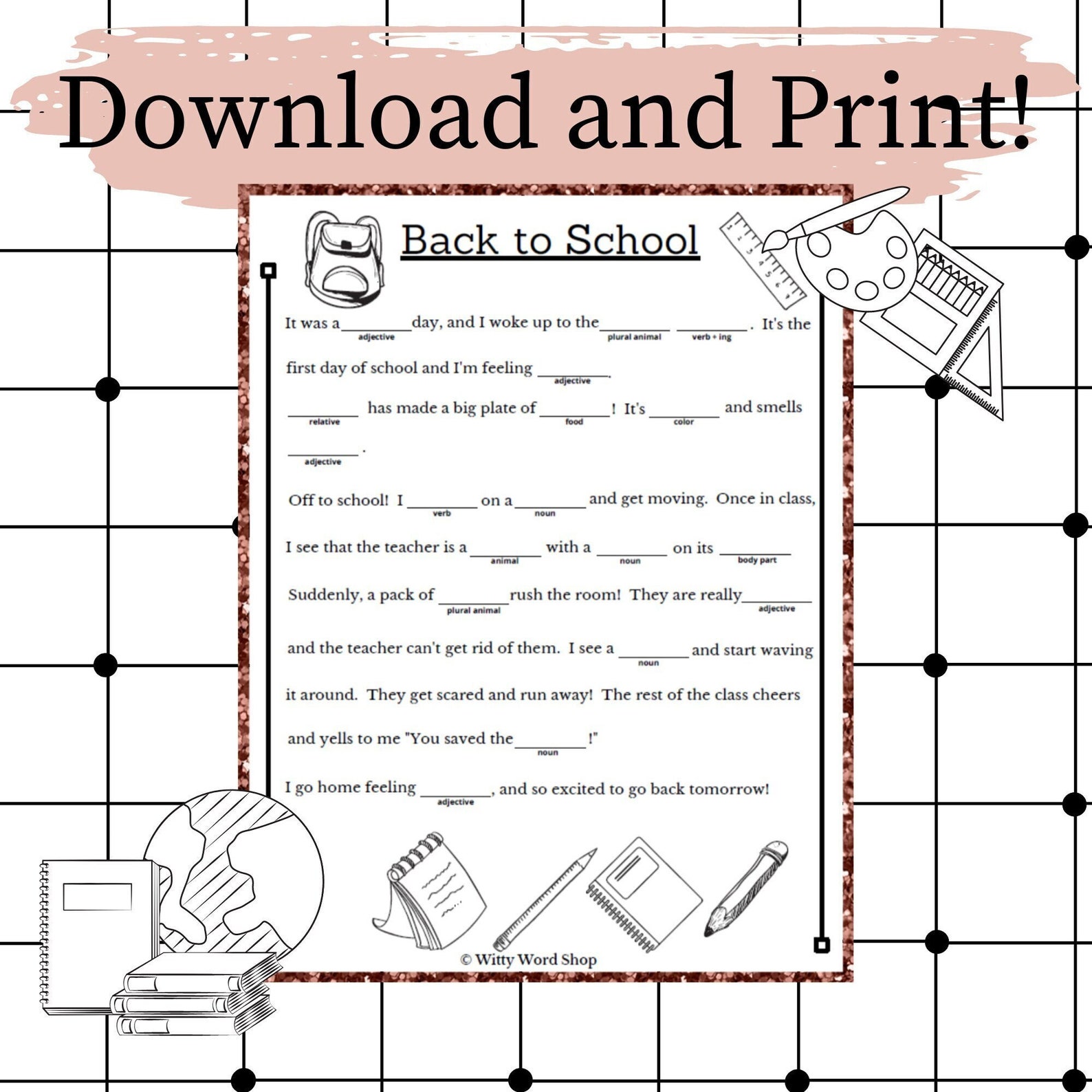 fun-back-to-school-madlib-worksheet-with-writer-s-block-etsy