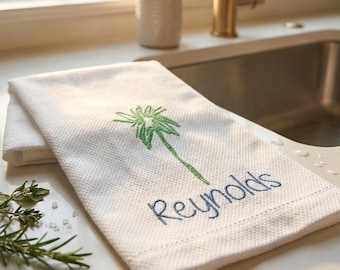 Custom Embroidered Cotton Kitchen Towel – Personalized Kitchen Gift & Hostess Towel