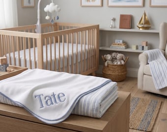 Personalized Baby Blanket – Embroidered Baby Shower Gift – Picot Trim