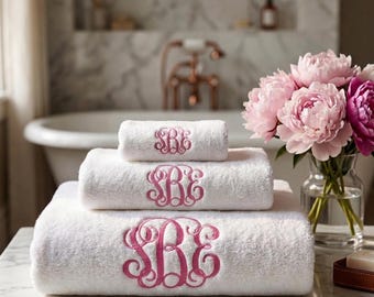 Monogrammed Bath Towel Sets – Personalized Embroidered Towels | Housewarming Gift