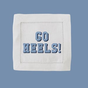 Tarheel&#39;s Linen Cocktail Napkins | Set of 4 | Custom Embroidered | College Teams | &quot;UNC&quot;