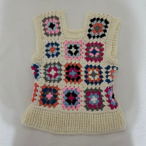 Handmade Crochet Granny Square Vest - Sweater Crochet Knit Knitted
