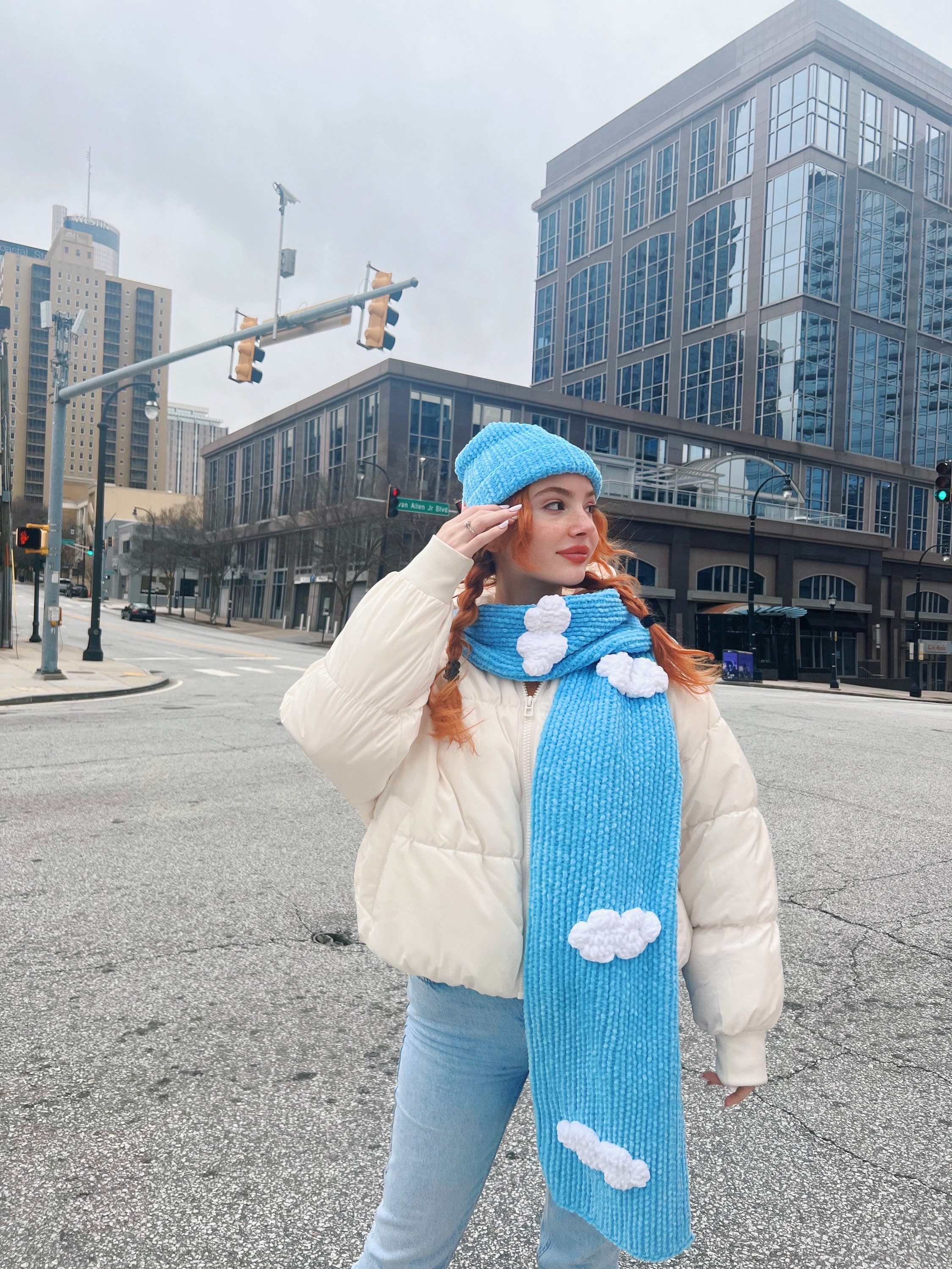 Cloudy Hand Knit Scarf Cloud Scarf Thick Knit Product L 3D Etsy
