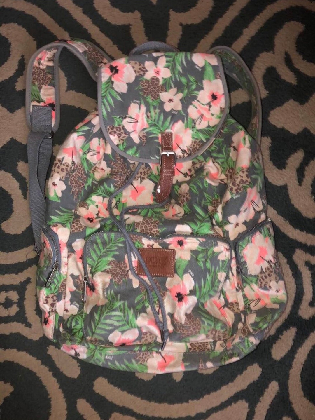 Victoria s Secret Pink WILD TROPICAL FLORAL Large Backpack Etsy