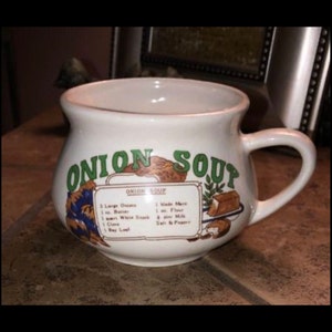 Vintage Soup Bowl Mug With Recipes 1970s Onion Soup