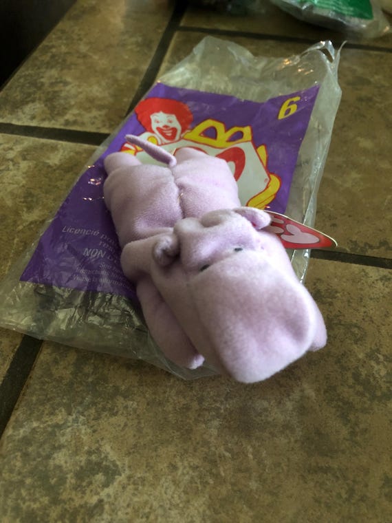 Mcdonald's Happy Meal Toy Happy the Hippo #6 Ty Beanie Baby 1993