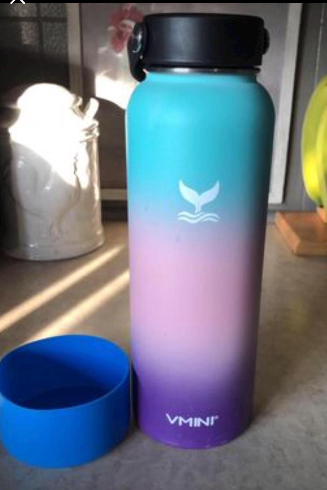 Water Bottles Hydro Flask Pink Purple Blue Vmini Hydrangea Water Bottle  Wide Mouth 40 Ounce With