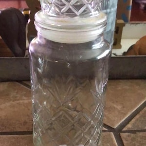 Vintage 1983 Mr. Peanut Clear Glass Canister Planters Jar With Lid