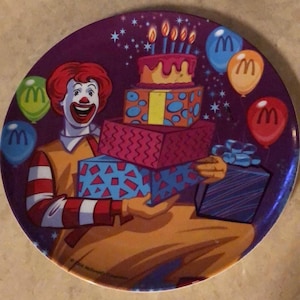 VINTAGE 2003 MCDONALD&#39;S Ronald Mcdonald Melamine plate 9.5&quot; Birthday Party