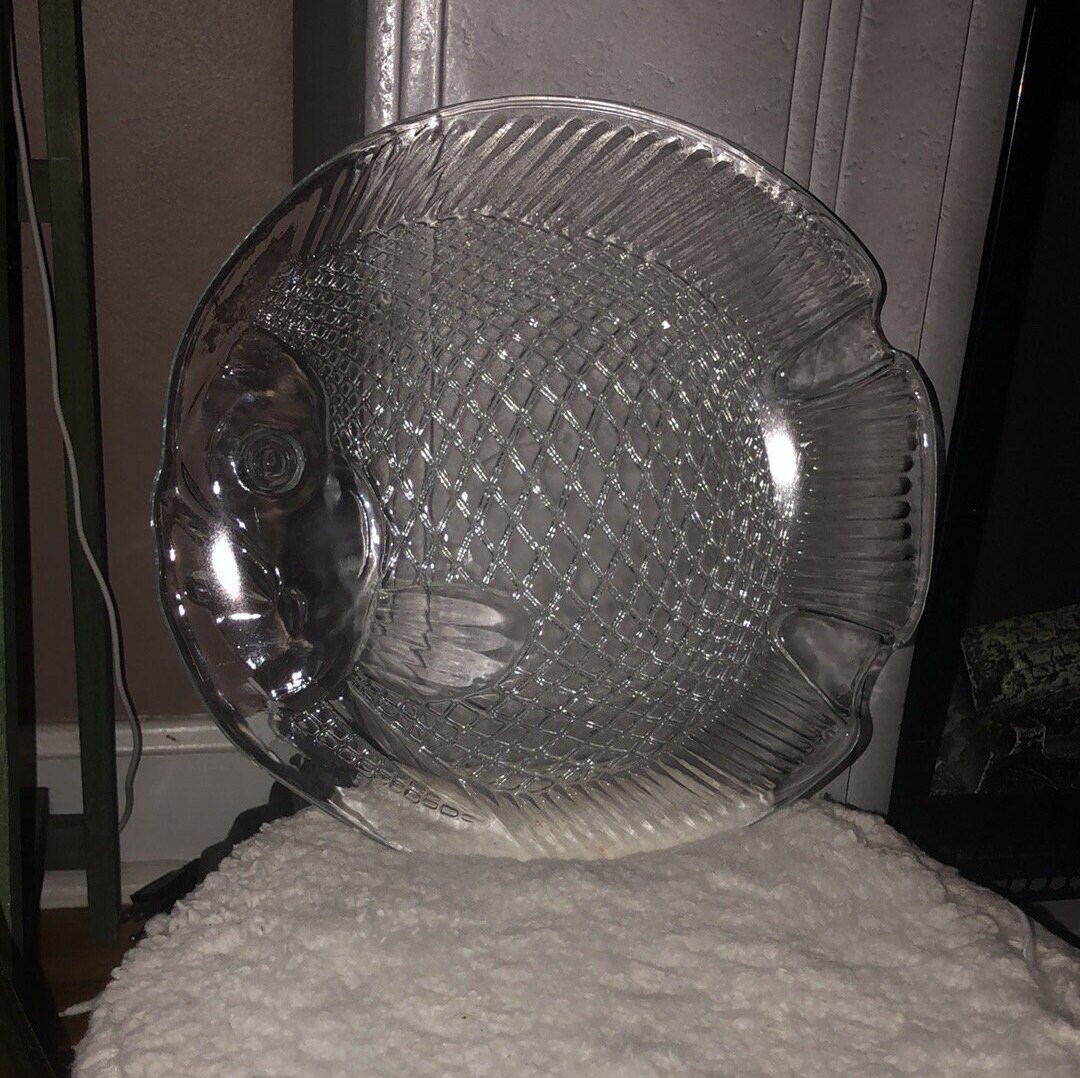 Heavy Glass Fish Plates Set of 5 Etsy