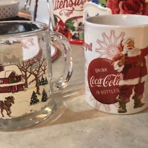 Vintage winter and Coca-Cola mug set