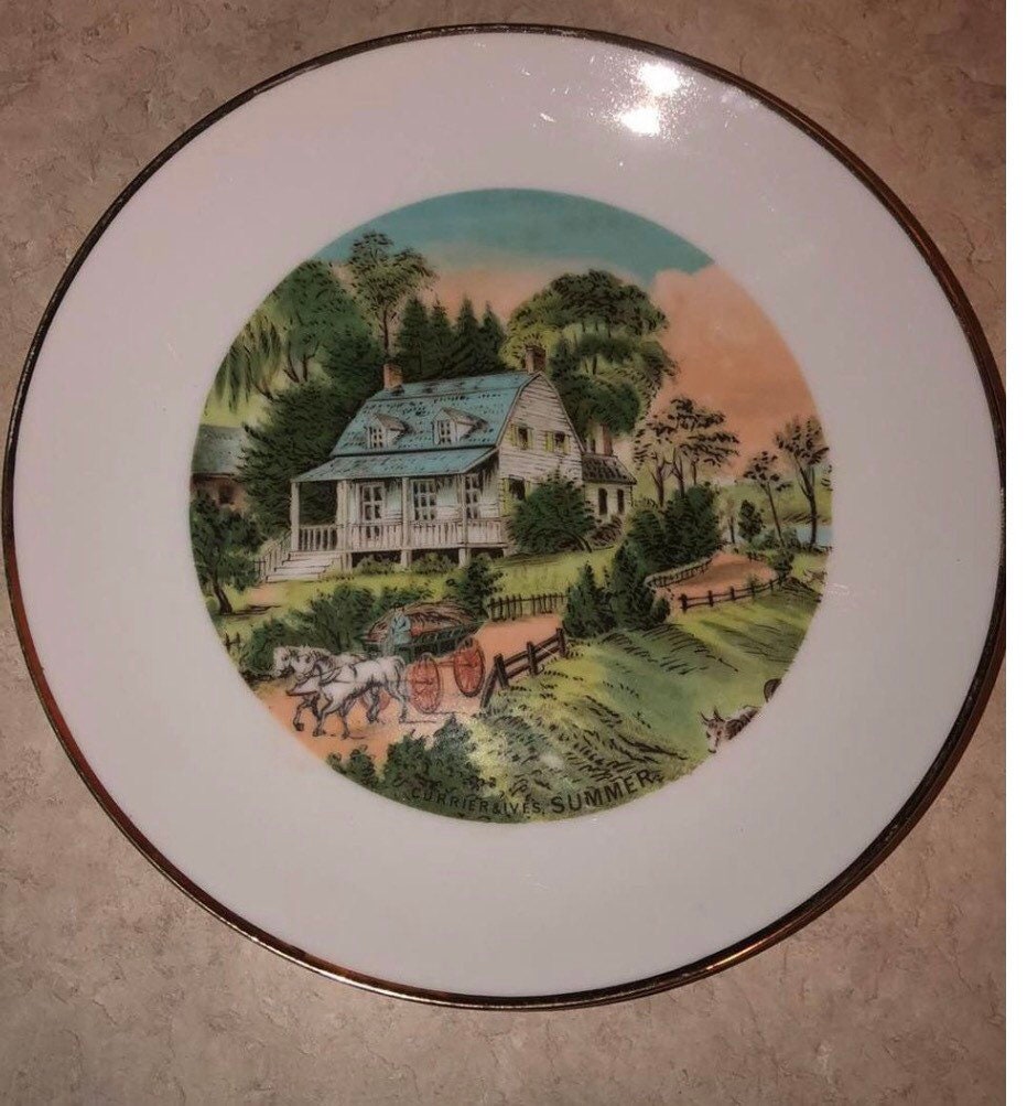 CURRIER & IVES SUMMER Decorative Plate American Homestead Seasons