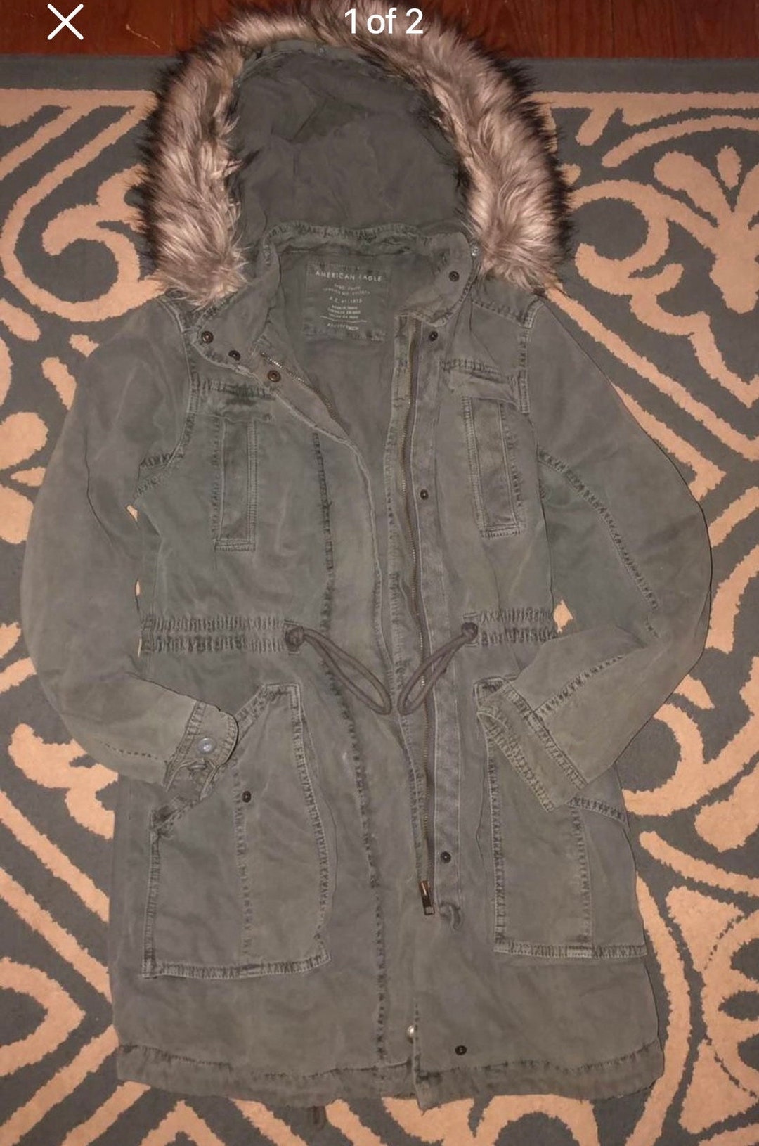 American Eagle Green Parka Coat Jacket Women's Size Xsmall -green
