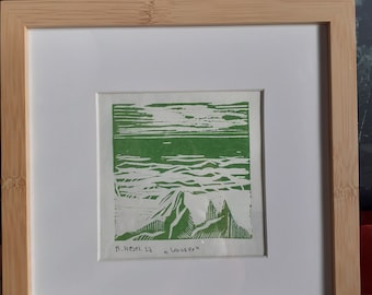 linogravure originale, limitée, "eau"