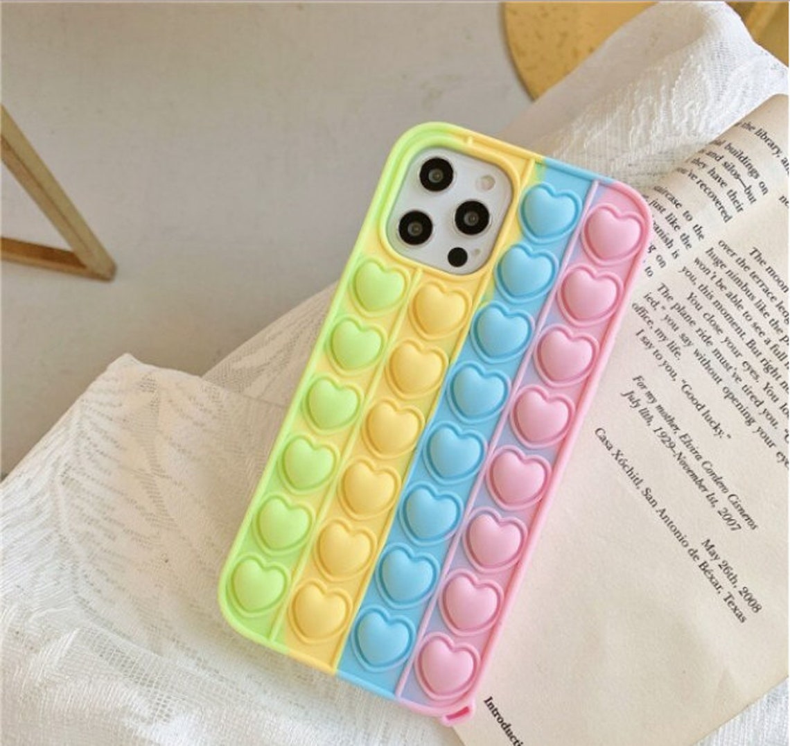 Pop It Phone Case Reliver Stress Rainbow 3D Bowknot con funda Etsy