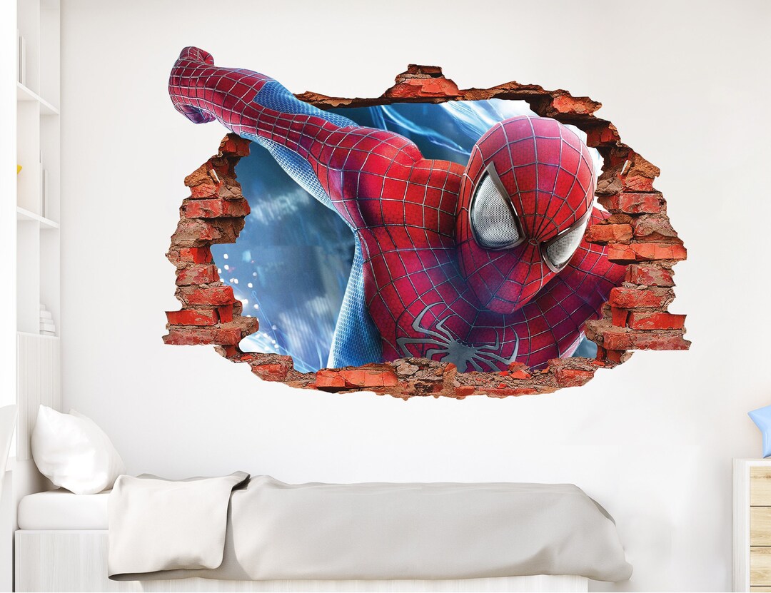 3D Spiderman Wall Decal Spider Man Wall Sticker 3D Smashed Etsy